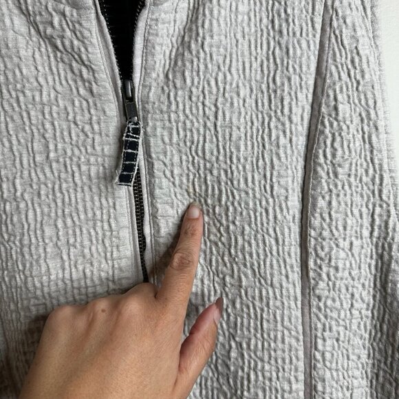 Habitat Sleeveless Beige Gray Full Zip Tunic Vest Sz L Waffle Pockets Lagenlook - Picture 8 of 13